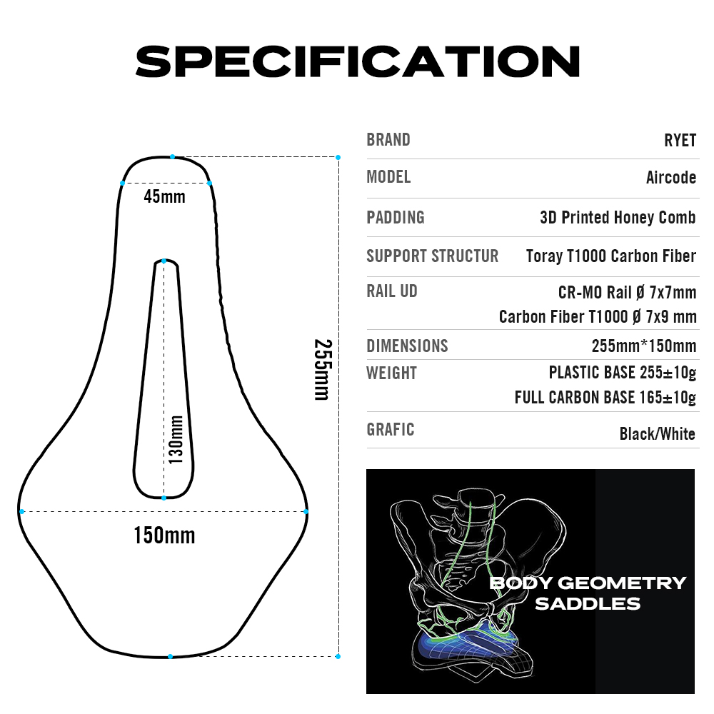 Ryet 3d impresso sela de bicic - Carbon Fiber Saddle avaliação e preço